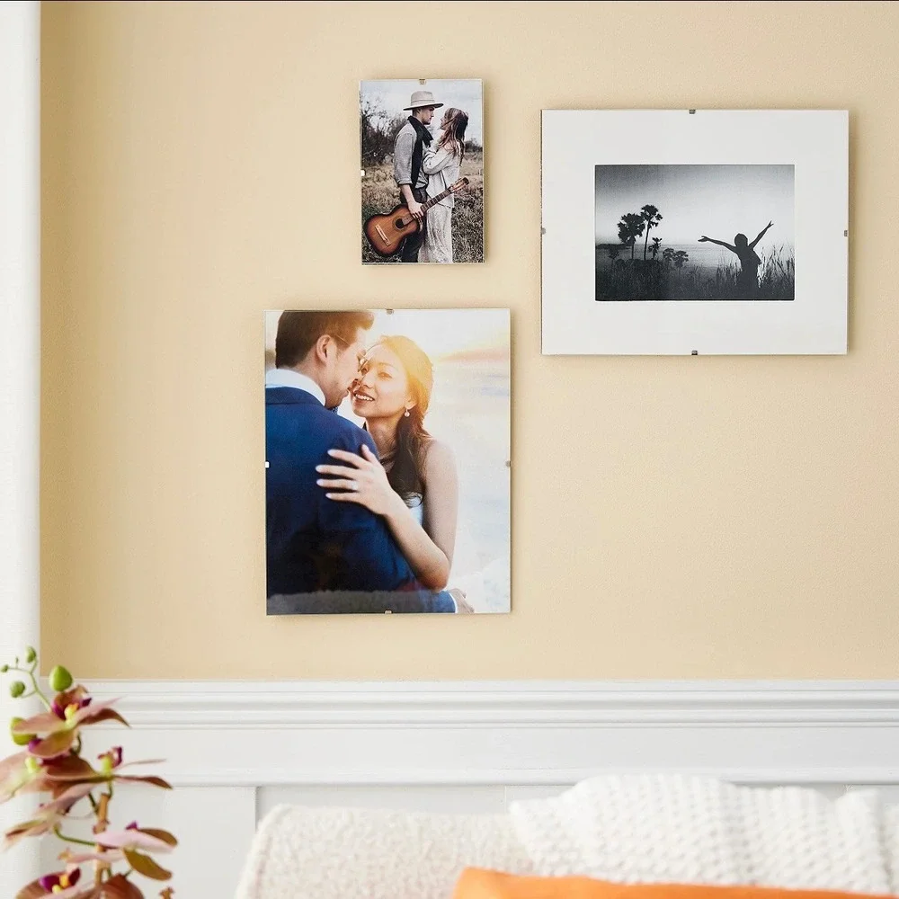 Pier 1 Frameless 8x10 Glass Clip Picture Frames Set of 5 Gallery Wall Haiti